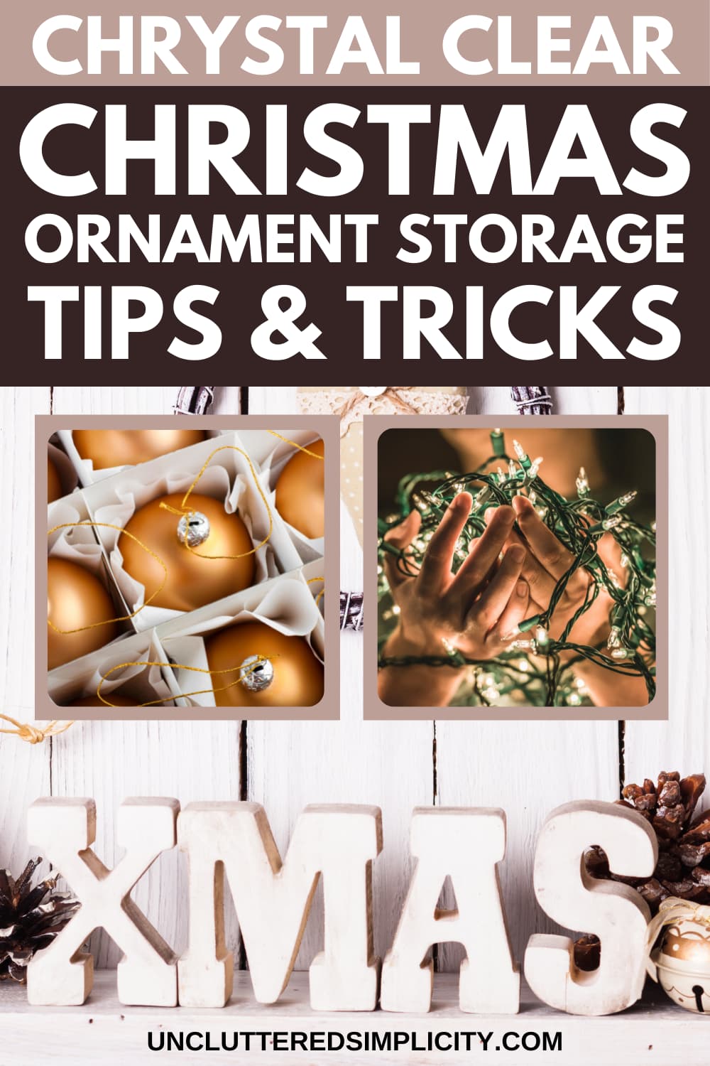 Pin Christmas ornament storage