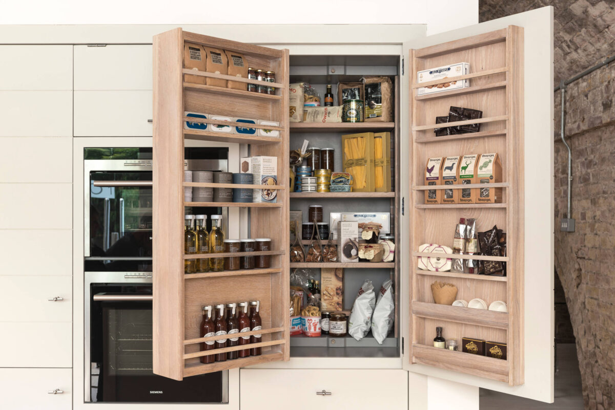 aesthetic kitchen counter organization idea featuring contemporary kitchen storage