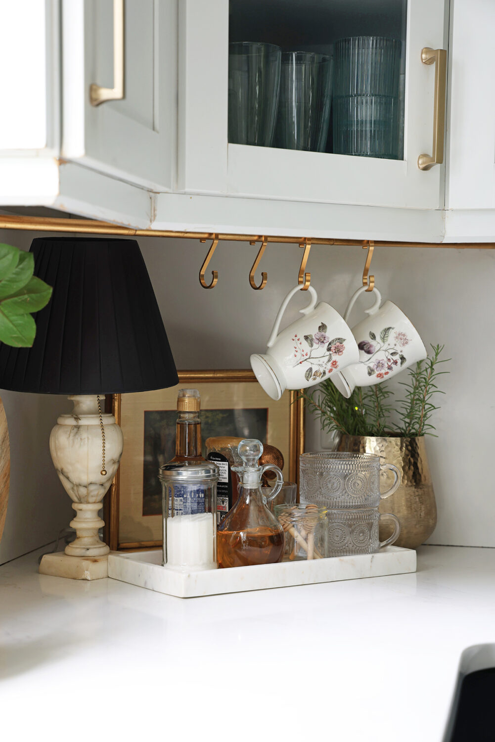 aesthetic kitchen counter organization idea featuring contemporary kitchen